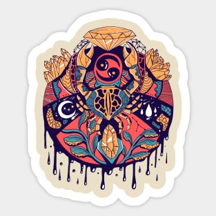 Retro Triad Mystic Cancer Zodiac Sticker